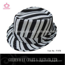 black and white striated fedora hat zebra hats for party fashion unique design